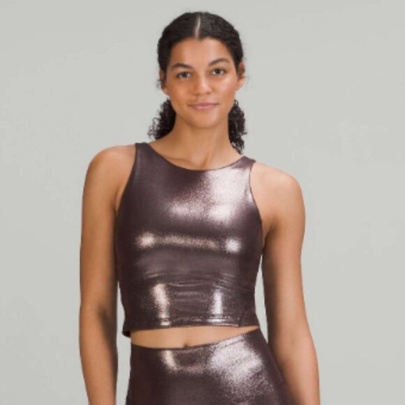LULULEMON ALIGN HIGH NECK TANK TOP SHINE RADIATE FOIL PRINT FRENCH PRESS Size 0 - Picture 1 of 6